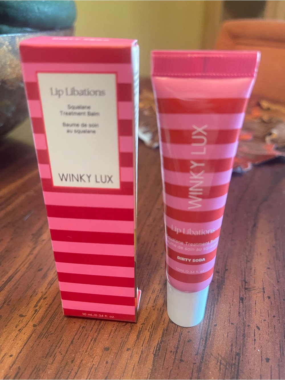 WINKY LUX Lip Libations Hydrating Treatment Balm — Pink & Red Striped Tube